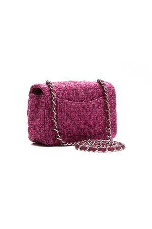 Chanel Pink Tweed Rectagular Flap Bag 