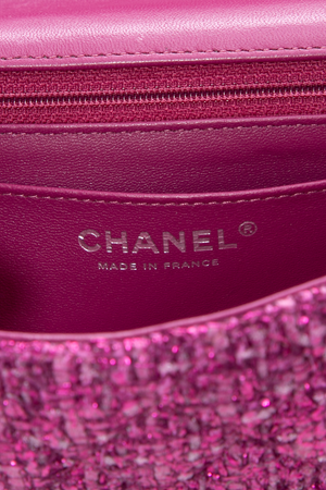 Chanel Pink Tweed Rectagular Flap Bag 