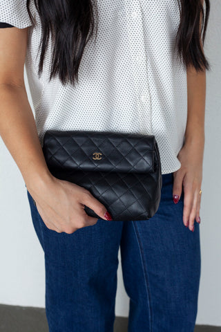 Chanel Black Foldover Clutch Bag