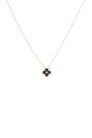 Van Cleef & Arp Alhambra Onyx and Diamond Pendant Necklace