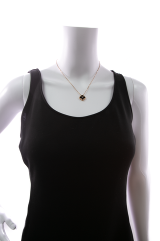 Van Cleef & Arp Alhambra Onyx and Diamond Pendant Necklace