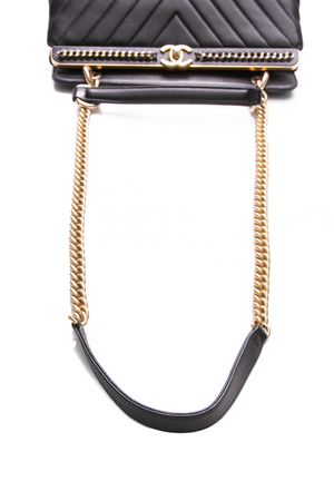 Chanel Chevron Chain Top Handle Bag