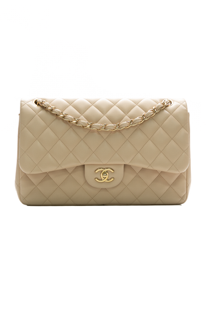 Chanel Beige Classic Double Flap Bag 