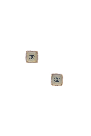 Chanel Vintage CC Square Stud Earrings