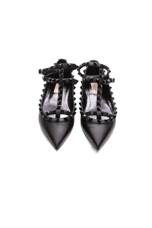 Valentino Black Rockstud Caged Flats