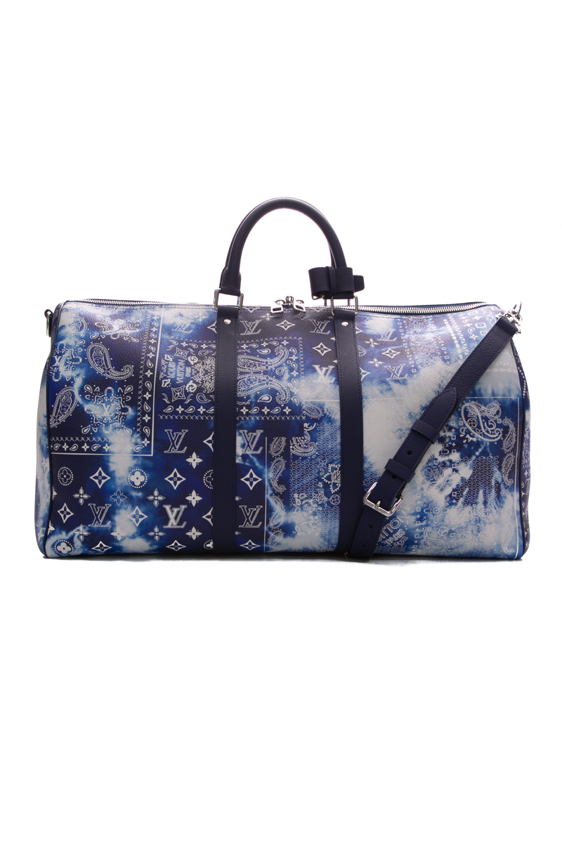 Louis Vuitton Keepall 50B Monogram Bandana Blue Cowhide