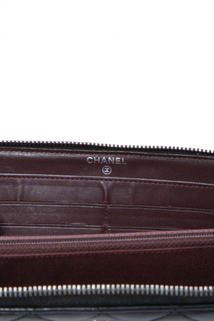 Chanel Black Quilted Zip Around Wallet 