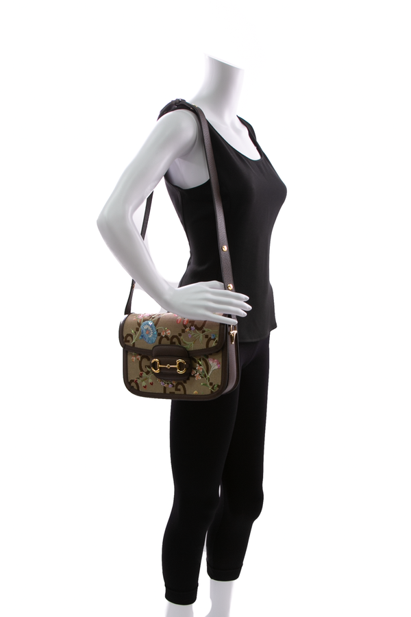 Gucci Floral 1955 Horsebit Shoulder Bag Couture USA
