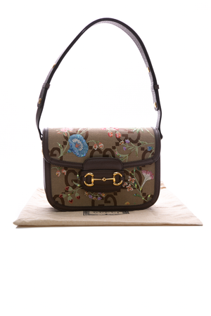 Gucci Floral 1955 Horsebit Shoulder Bag