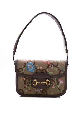 Gucci Floral 1955 Horsebit Shoulder Bag