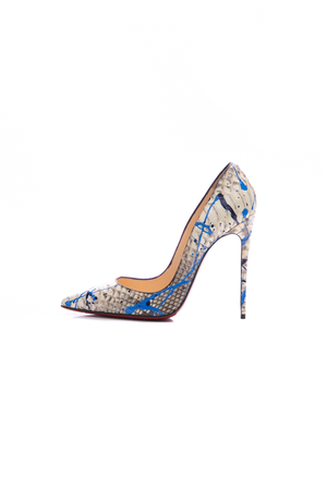 Louboutin Paint Splash Python 120 Pumps - Size 38.5