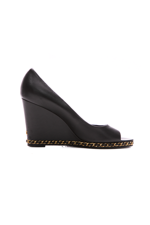 Chanel Chain Peep Toe Wedges - Size 40