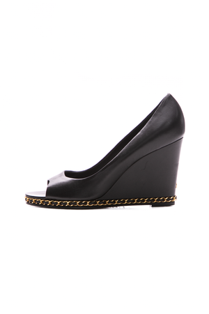 Chanel Chain Peep Toe Wedges - Size 40