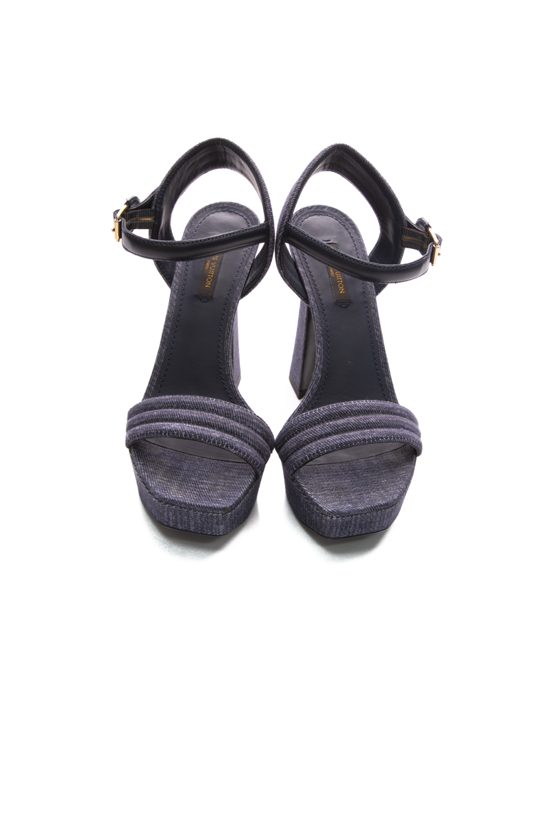 Louis Vuitton Denim Platform Sandals - Size 36.5