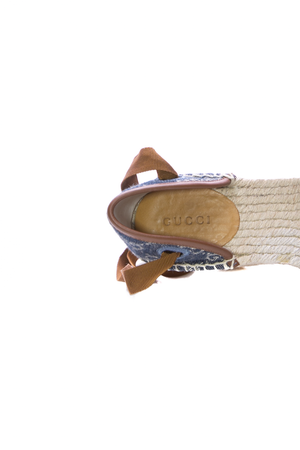 Gucci GG Denim Espadrille Wedges - Size 36