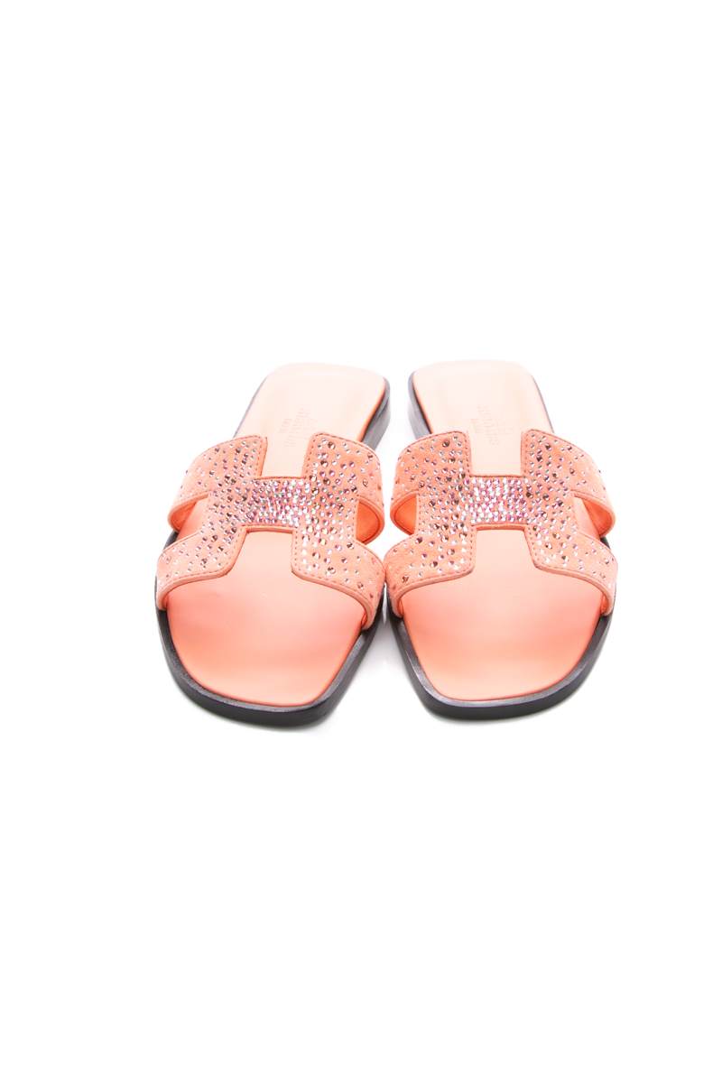 Hermes Rhinestone Oran Sandals - Size 35