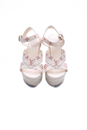 Louis Vuitton Espadrille Wedge Sandals - Size 37