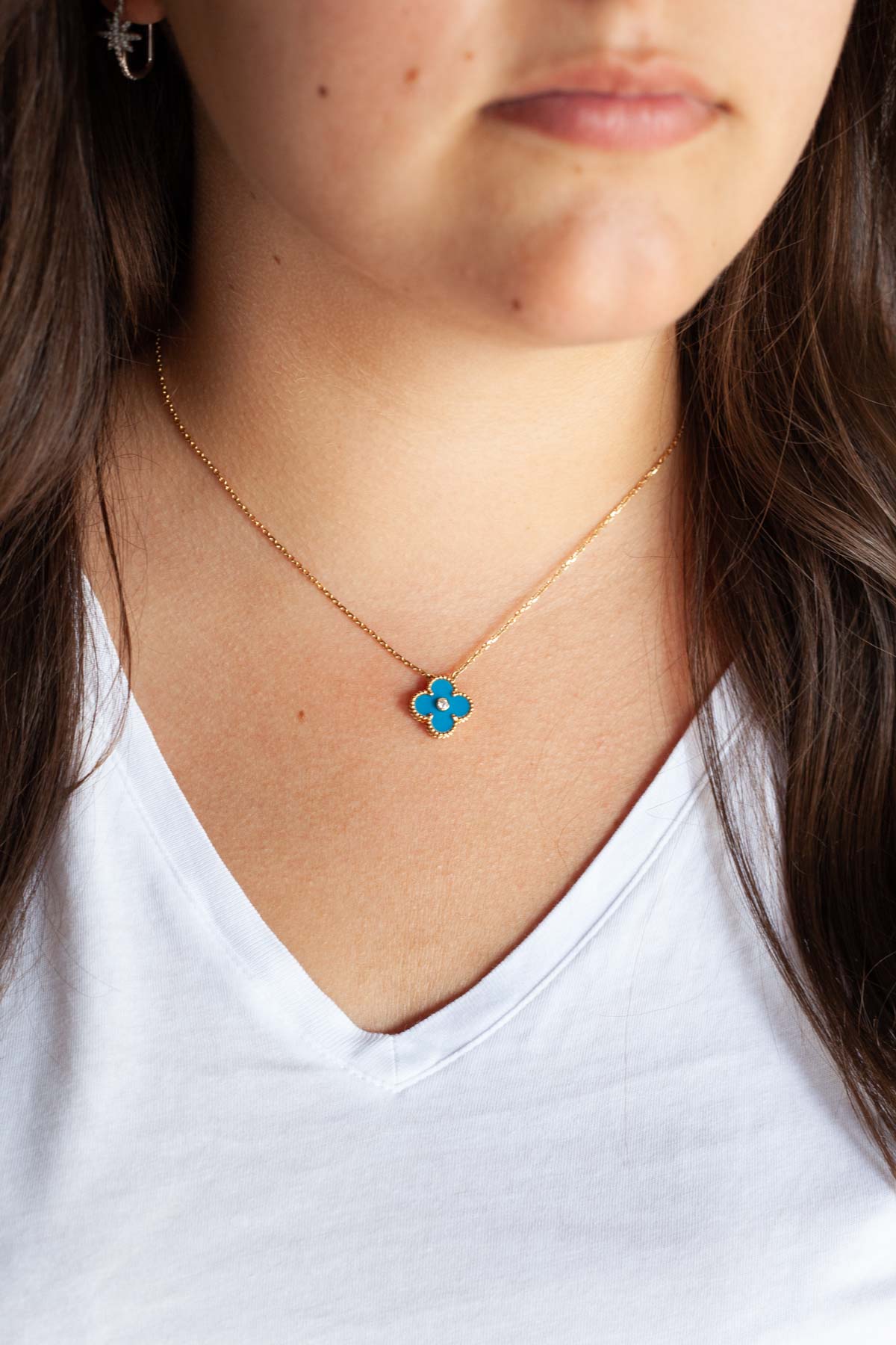 Alhambra Blue Porcelain &amp; Diamond Necklace