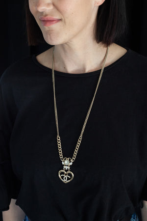 Crystal Glass Heart CC Necklace