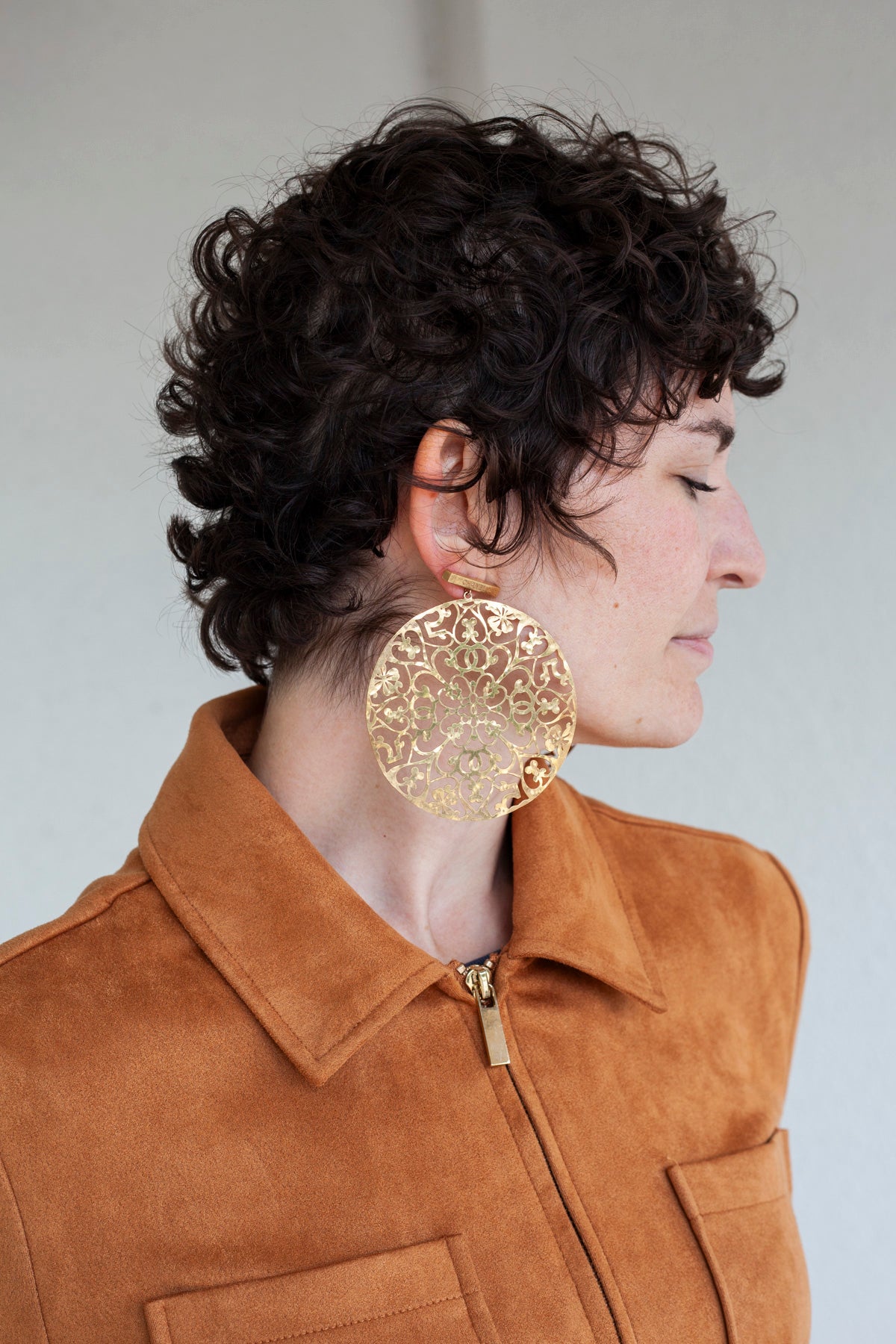 Round Hollowing Drop Earrings