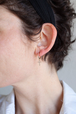 Flawless Dangle Cross Huggie Earrings