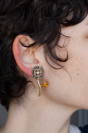 Flower Clip On Earrings