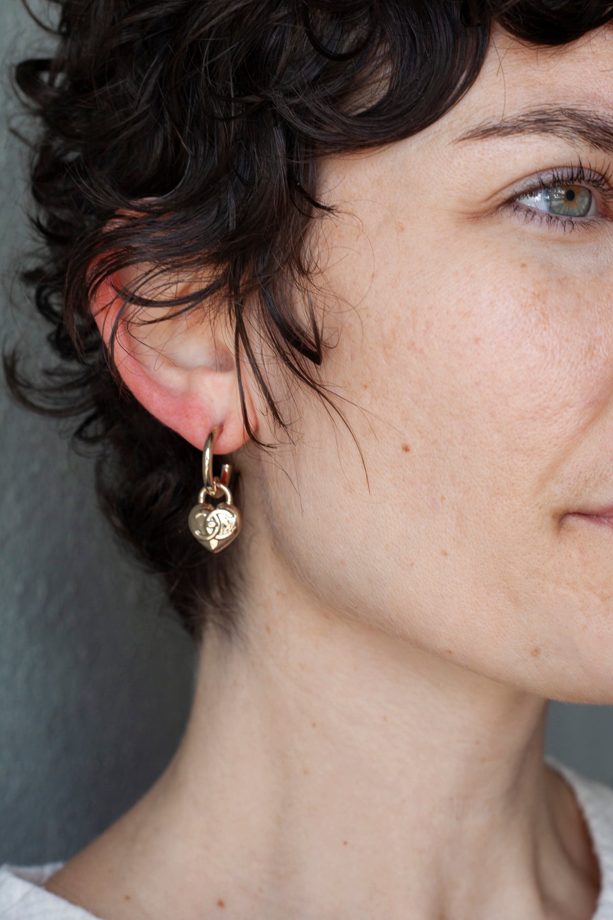 CC Heart Dangle Earrings