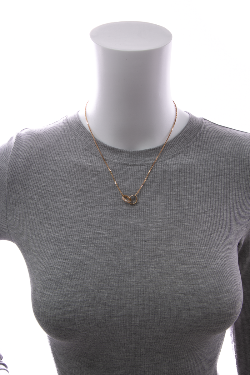 Diamond Half-Paved Love Pendant Necklace