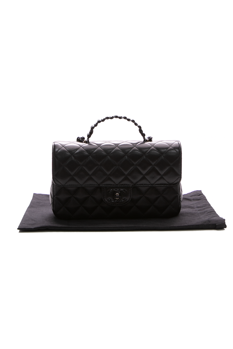 So Black Small Flap Bag With Top Handle