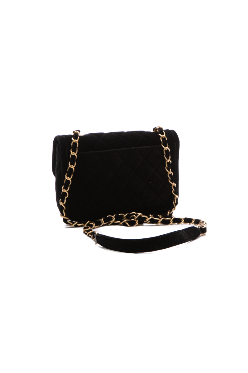 Velvet Double Frame Mini Flap Bag