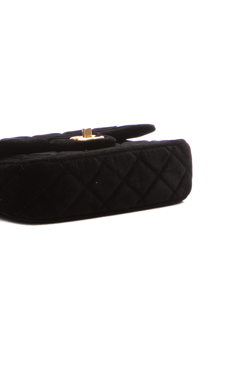 Velvet Double Frame Mini Flap Bag