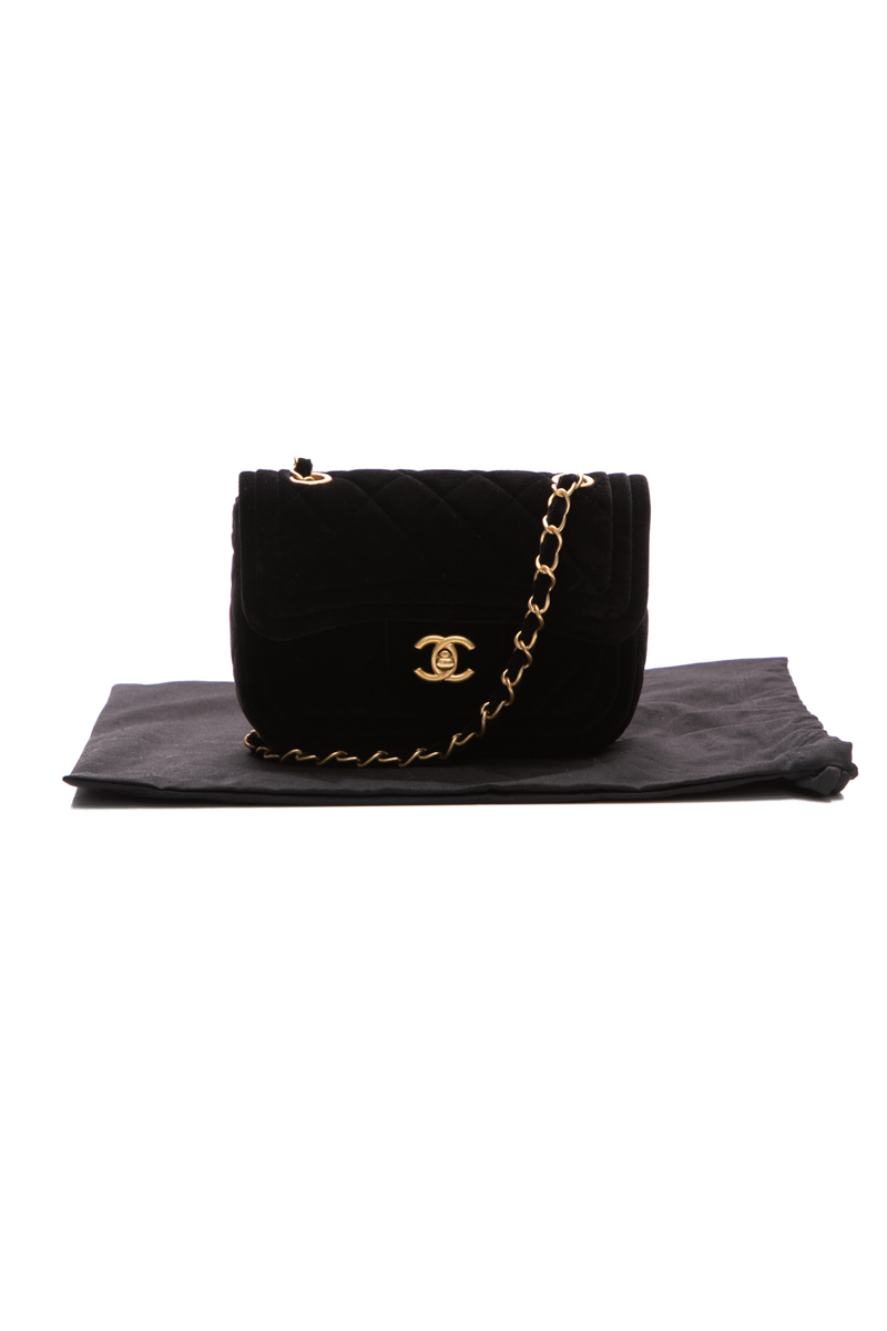 Velvet Double Frame Mini Flap Bag