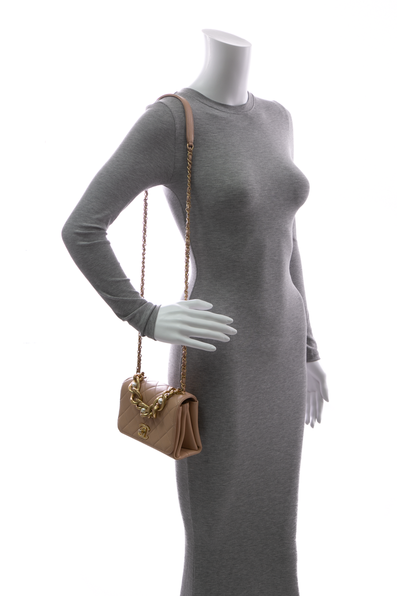 Mini Pearl Chain Flap Bag