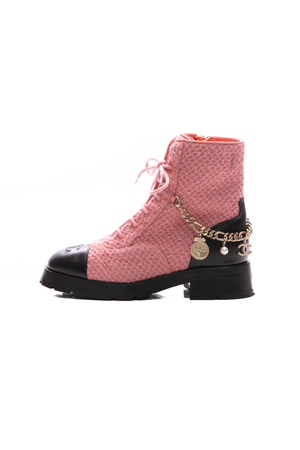 Chanel-Chain-Lace-Up-Boots-Size-39