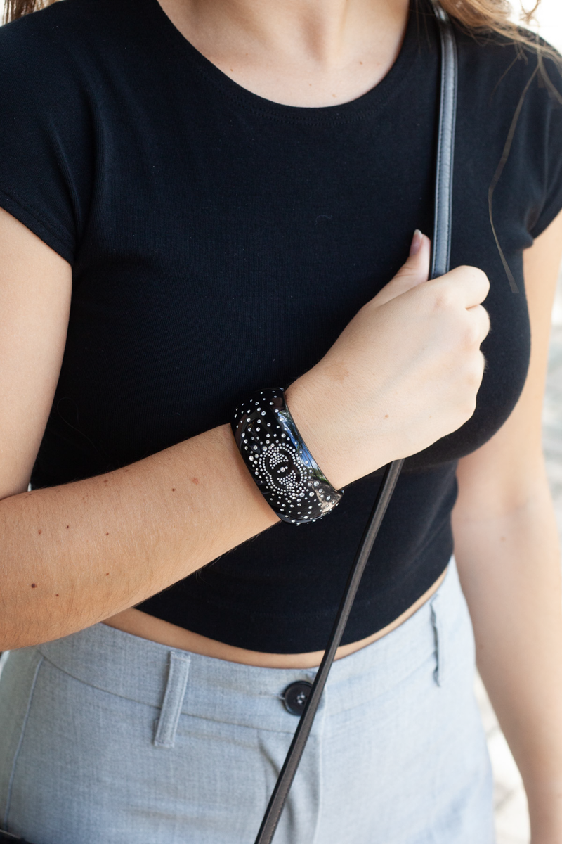 Crystal CC Hinged Bangle