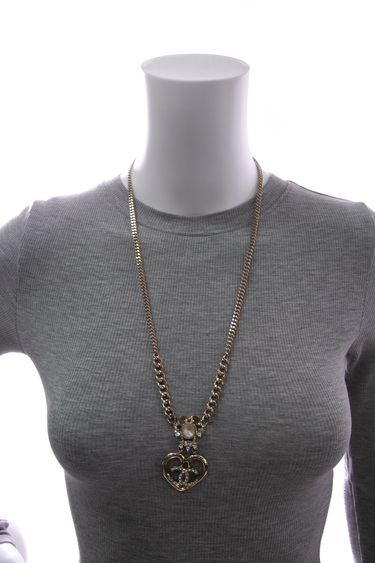 Crystal Glass Heart CC Necklace