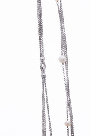 4 Row Pearl Chain Necklace