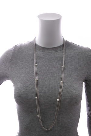 4 Row Pearl Chain Necklace