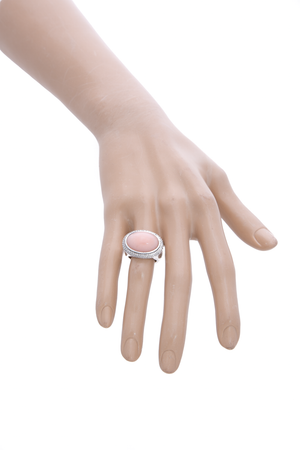 Rose Quartz Oval Ring - Size 5