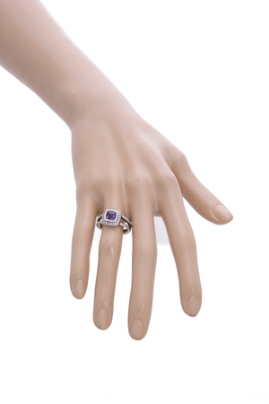 Amethyst Diamond Petite Albion Ring - Size 7