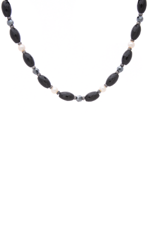 Onyx Pearl Bead Necklace