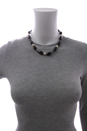 Onyx Pearl Bead Necklace