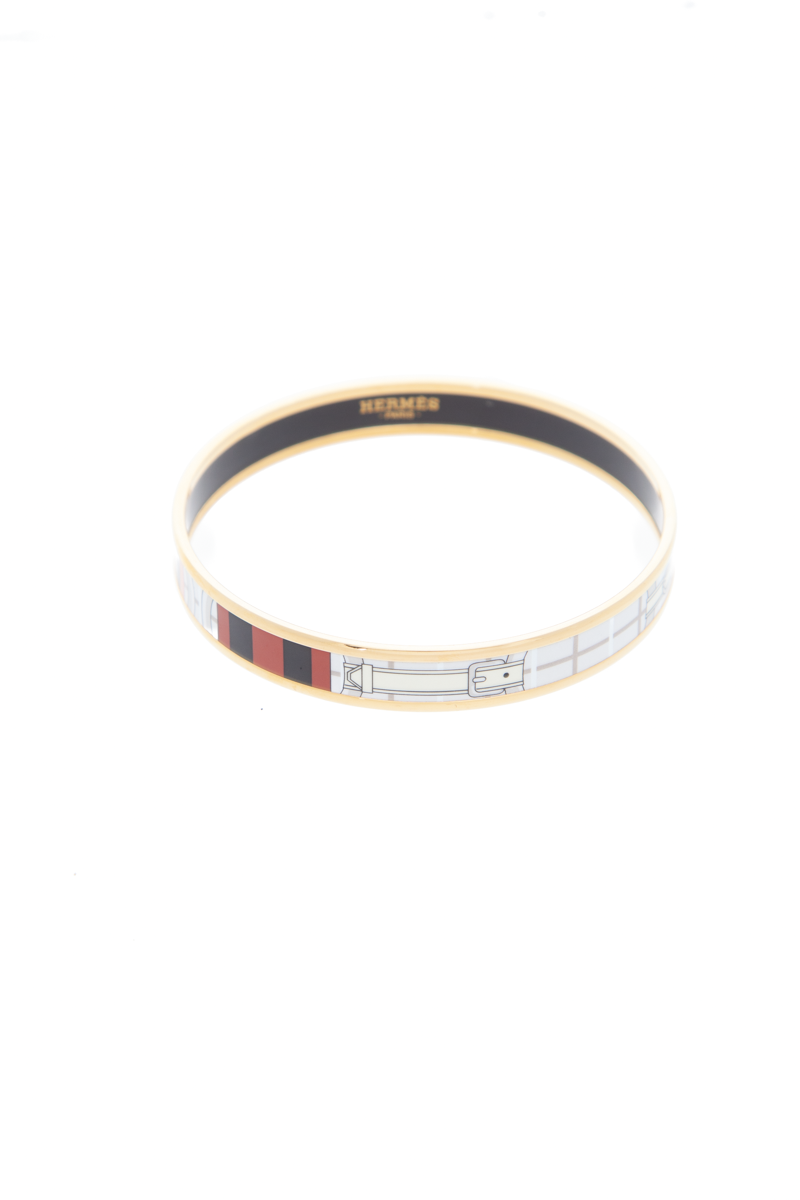 Hermes-Sellier-Print-Enamel-Narrow-Bangle-290105