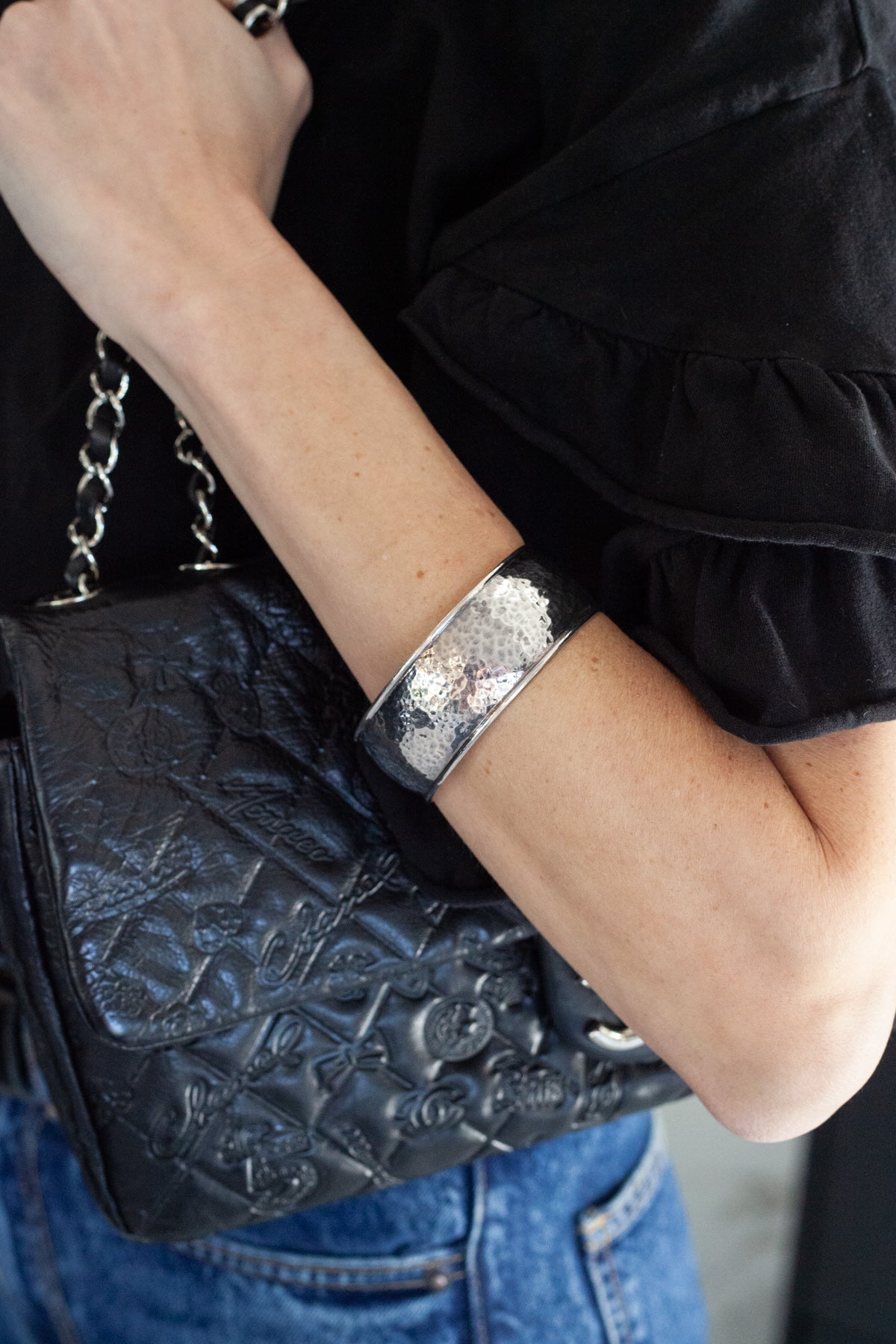 Wide Goddess Hinged Bangle Bracelet