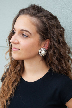 Interlocking G Crystal Pearl Clip-On Earrings