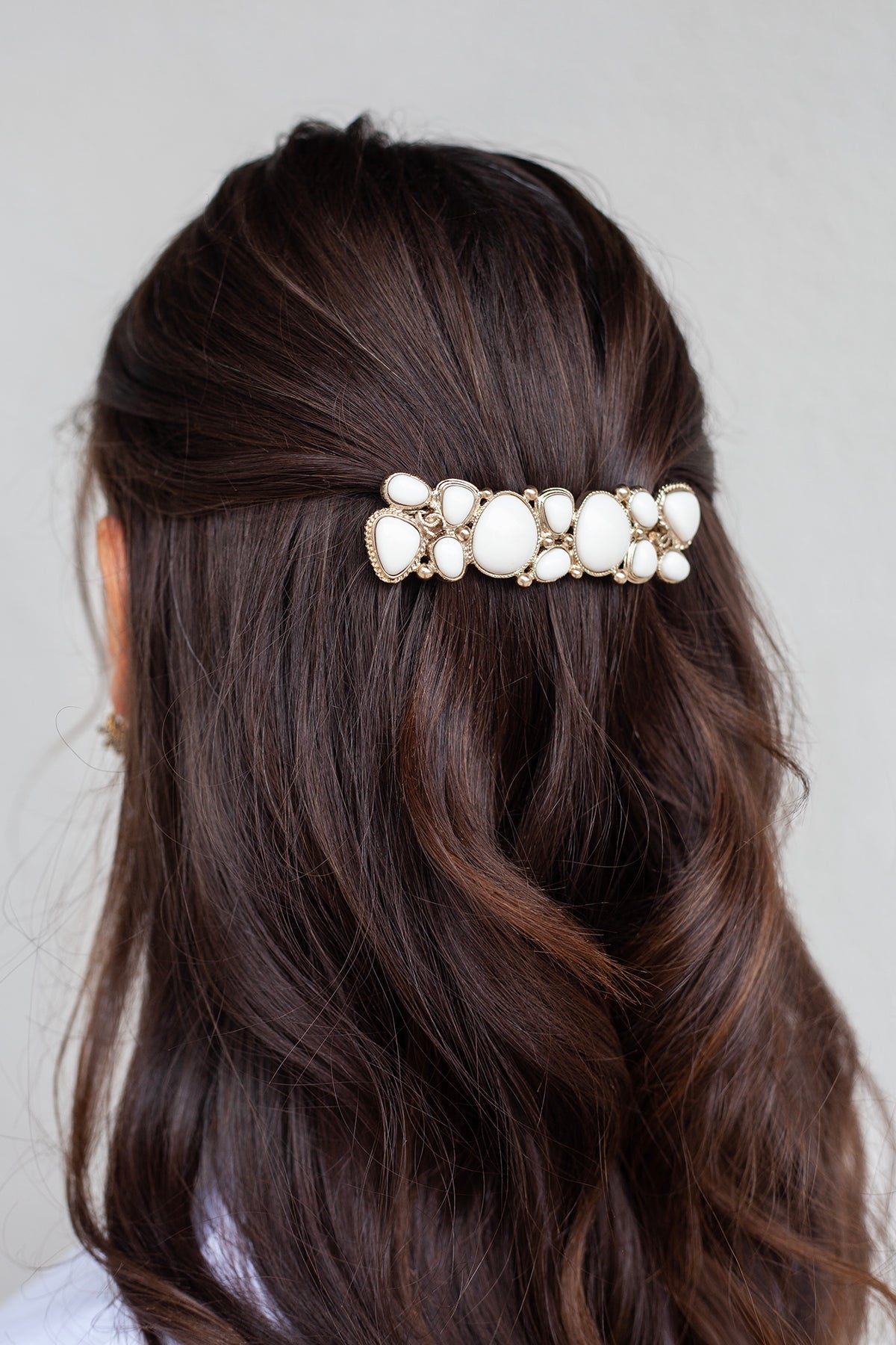 Chanel Mosaic Hair Barrette - Gold/White