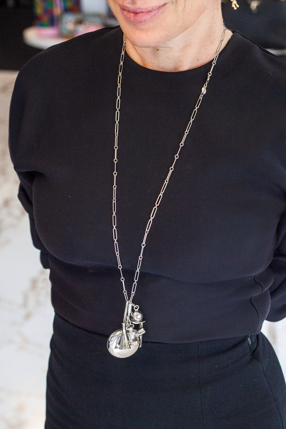 Hermes Charms Link Necklace - Silver