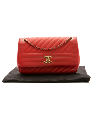 Diagonal Quilted Flap Bag