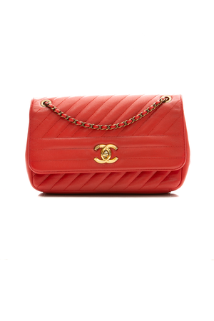 Diagonal Quilted Flap Bag