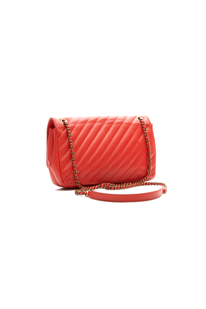 Diagonal Quilted Flap Bag